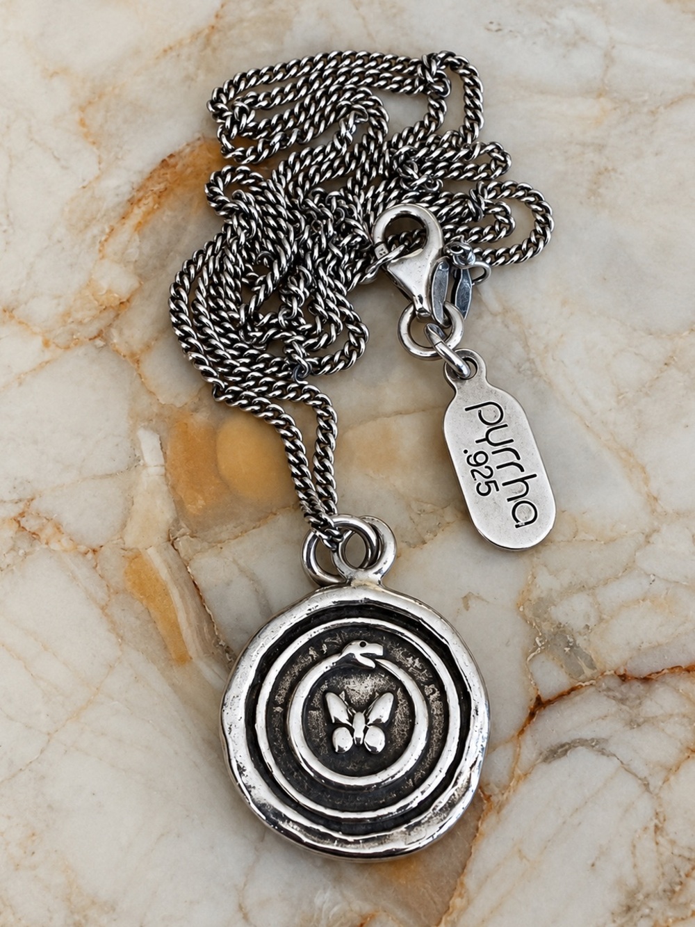 Pyrrha Uncrushable Butterfly Talisman - Rare Retired Sterling Silver